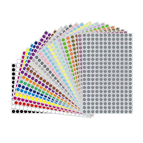 Farbige Punkte, 6000pcs 10 mm Runde Punkt-Aufkleber, Bunt Etiketten Markierungspunkte, Farbkodierung-Aufkleber, Kleine Runde Dot Aufkleber, Farbcodierung Etiketten für Home Office Supplies 25 Farben von Esteopt