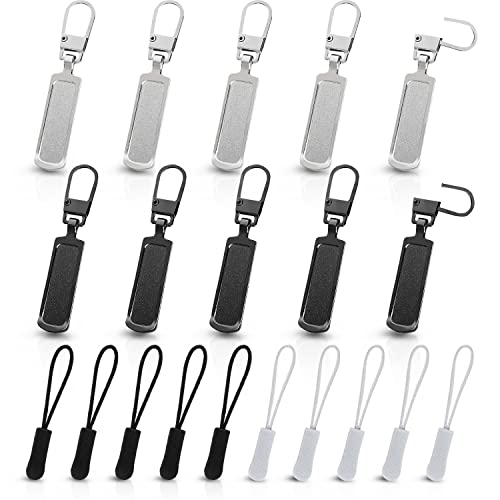 Reißverschluss Zipper, Ersatzteile Zipper Puller Set,10 Stück Reissverschluss Zipper Ersatz mit 10 Stück Zipper Pulls für Bekleidungsjacken, Koffer, Rucksackzelte, DIY-Bastelreißverschlüsse von Esteopt