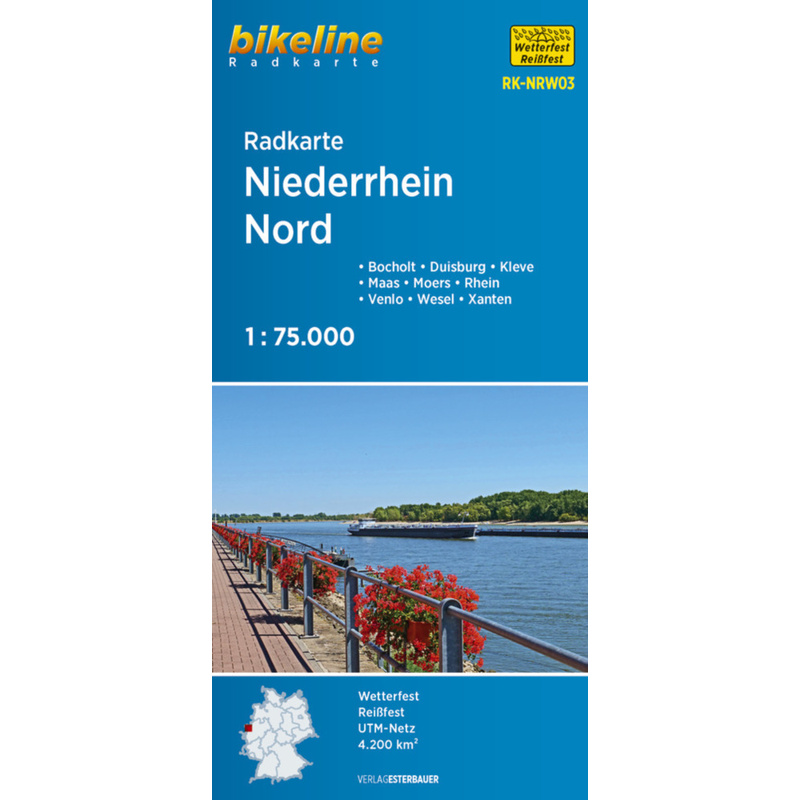 Bikeline Radkarte Niederrhein Nord, Karte (im Sinne von Landkarte) von Esterbauer