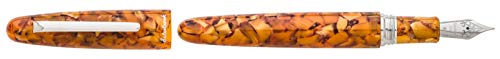 Esterbrook Füllfederhalter aus der Serie „Estie Honeycomb“, marmorierter Schreibstift aus Acryl mit Beschlägen in den Farben Gelb-Orange, Federstärke Breit (B) E836-B 149,9 mm Länge (geschlossen) von Esterbrook