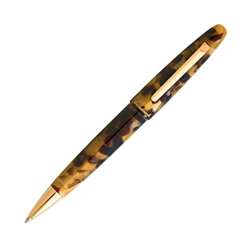 Esterbrook Kugelschreiber aus der Estie Serie, aus Acryl, marmoriertes Braun mit goldenen Details, mit einem Drehmechanismus, Ausgestattet mit schwarzer Tintenmine, E139 von Esterbrook