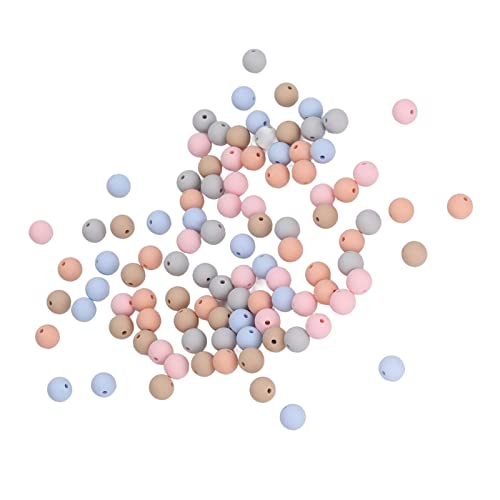 Estink 9mm Silikonperlen 100pcs DIY Runde Perlen für Halsketten Babyspielzeug, Sicheres Silikonarmband Perlen für Handwerk (Typ B) von Estink