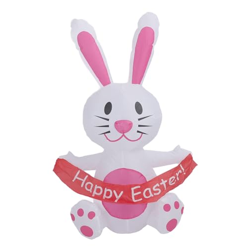 Estink Blasen Sie Hase 4ft Pink Netter LED Aufblasbarer Kaninchen mit Gebläse, Stabiler Wasserdichtes Hasen für Gartendekoration (EU-Stecker 220-240 V, 20-55 ℃, Standard 42 ° C) von Estink