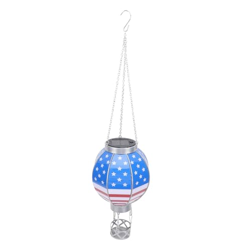 Estink Heißluftballon Solarlaterne Einzigartige Dekorative Hängende Licht für Gartenperrte, Solarbetriebene Außenlampe für Camping, Eisen/warmes Licht (Große Größe) von Estink