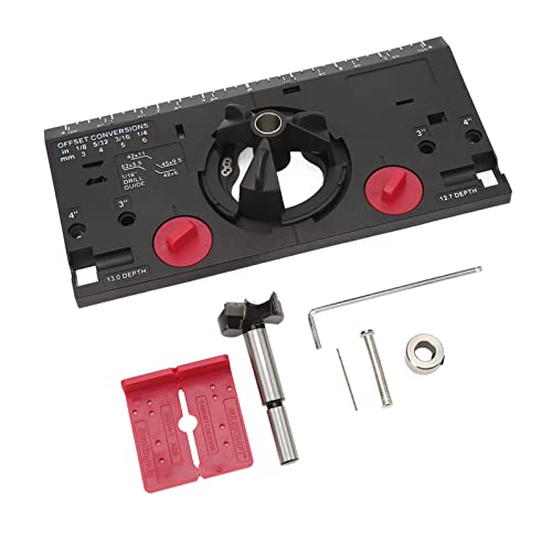Estink Holzbearbeitungsscharnier -Bohrhandbuch Jig -Kit für 35 mm Scharnieröffnungen mit Cutter und 1/16 Zoll Bit (BLACK) von Estink