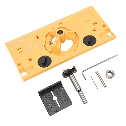 Estink Holzbearbeitungsscharnier -Bohrhandbuch Jig -Kit für 35 mm Scharnieröffnungen mit Cutter und 1/16 Zoll Bit (YELLOW) von Estink