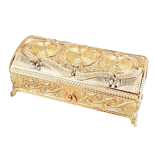 Estink Metall Schmuckschatulle Vintage Style Farbfast Weicher Samtfutter Schmuckstraße für Frauenringe Halsketten Armbänder Display Display (Goldfarben) von Estink