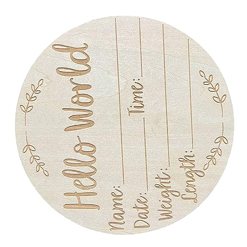 Estink Neugeborene Ansage Ankündigung Foto Prop Basswood Zeichen Hallo Welt Baby Zeichen für Wanddekoration Kindergarten (L1) von Estink