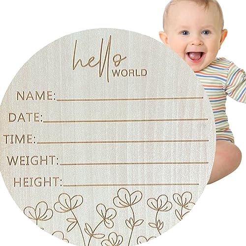 Estink Neugeborene Ansage Ankündigung Foto Prop Basswood Zeichen Hallo Welt Baby Zeichen für Wanddekoration Kindergarten (L4) von Estink