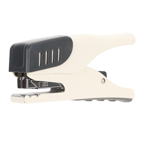 Estink Studentfreundlicher Desktop Ergonomischer Metallhefter mit Nonslip Pad für Müheloses Stapeln (WHITE) von Estink