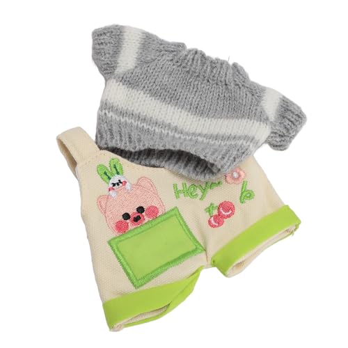 Estink Süße Plüschpuppen -Kleidung Set Schweinestile Muster Stylish Outfit Mantelhosen für 20 cm Puppen Mädchen Geburtstag (Grau weiß) von Estink