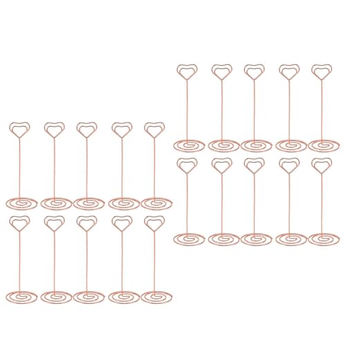 Estink Tischnummernhalter Eleganter Herzförmiger Platzkartenhalter für Hochzeitsparteien 20 PCs (Roségold) von Estink