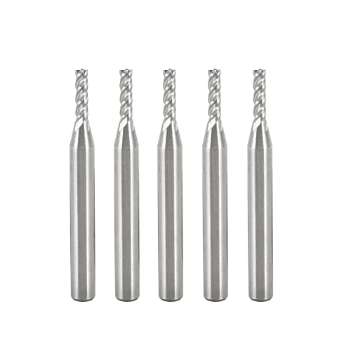HSS Schaftfräser CNC Drehmaschine geraden Schaft, 5 Stücke Hartmetall Schaftfräser, 4 Flöte Schaftfräser 3,175mm (1/8") CNC Frässtifte Set Fräser Bits von Estink