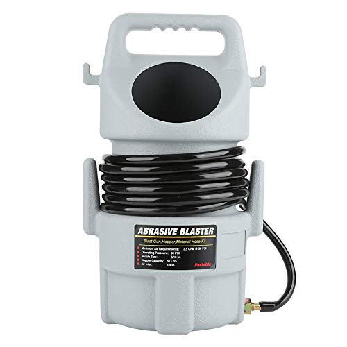 Kugelstrahl-Set, 22,7 kg Kapazität, 120 PSI, tragbare pneumatische Sandstrahlpistole mit 4,5 m Schlauch und Trichter für kleine und mittelgroße Operationen, Standard, Perlen Kugelstrahl-Set, 22,7 kg Kapazität, 120 PSI, tragbare pneumatische Sandstrahlpistole mit 4,5 m Schlauch und Trichter für kleine und mittelgroße Operationen, Standard, Perlen von Estink
