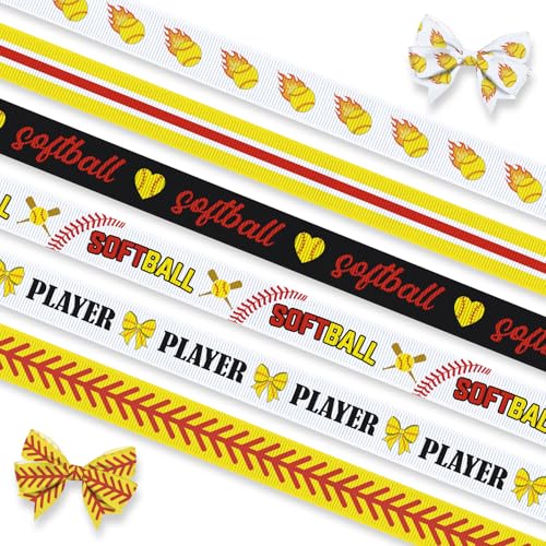 6 x Sport-Softball-Bänder zum Basteln, 0,95 cm breit, Ripsband, Sport-Rollball-Band, gelbes Softball-Band, für Sport, Party, Dekoration, Nähen, Bastelbedarf 6 x Sport-Softball-Bänder zum Basteln, 0,95 cm breit, Ripsband, Sport-Rollball-Band, gelbes Softball-Band, für Sport, Party, Dekoration, Nähen, Bastelbedarf von Estivaux
