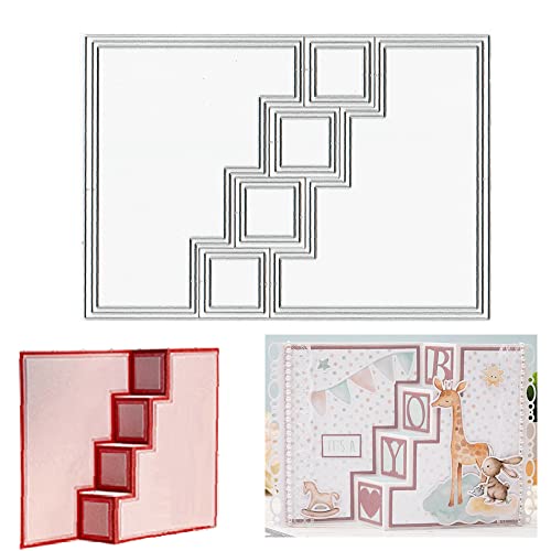 Estivaux 3D-Kartenform-Stanzformen für Kartenherstellung, rechteckige Geschenkkarten-Stanzformen-Sets, Zick-Zack-Stanzschablonen, Prägeschablone für Scrapbooking, DIY-Karten, Album, Bastelbedarf von Estivaux