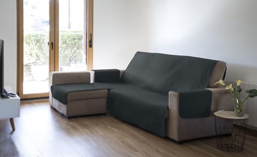 Estoralis | AVA | Moderner Chaiselongue-Bezug | Wende-Steppstoff | Farbe - Anthrazit | Für Chaisse Longue 290 cm linker Arm| Stoffgröße 290 x 255 cm(Breite x Höhe) Schutz für alle Arten von Sofas von Estoralis