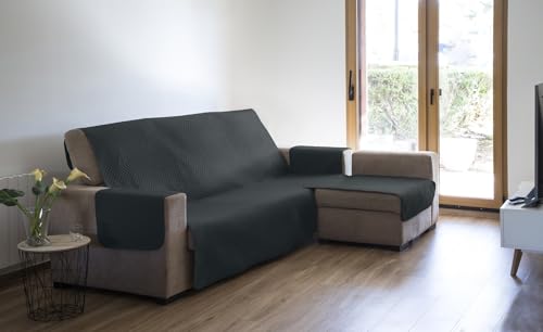 Estoralis | AVA | Moderner Chaiselongue-Bezug | Wende-Steppstoff | Farbe - Anthrazit | Für Chaisse Longue 290 cm rechter Arm| Stoffgröße 290 x 255 cm(Breite x Höhe) Schutz für alle Arten von Sofas von Estoralis