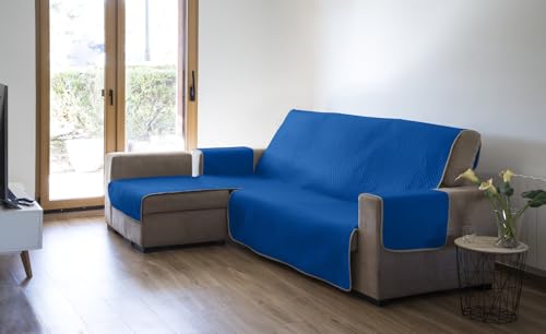 Estoralis | AVA | Moderner Chaiselongue-Bezug | Wende-Steppstoff | Farbe - Blau | Für Chaisse Longue 290 cm linker Arm| Stoffgröße 290 x 255 cm(Breite x Höhe) Schutz für alle Arten von Sofas von Estoralis