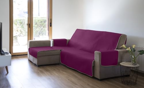 Estoralis | AVA | Moderner Chaiselongue-Bezug | Wende-Steppstoff | Farbe - Fuchsia | Für Chaisse Longue 240 cm linker Arm| Stoffgröße 240 x 255 cm(Breite x Höhe) Schutz für alle Arten von Sofas von Estoralis