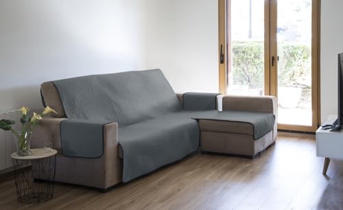 Estoralis | AVA | Moderner Chaiselongue-Bezug | Wende-Steppstoff | Farbe - Grau | Für Chaisse Longue 290 cm rechter Arm| Stoffgröße 290 x 255 cm(Breite x Höhe) Schutz für alle Arten von Sofas von Estoralis