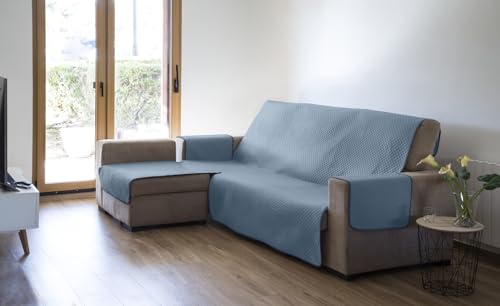 Estoralis | AVA | Moderner Chaiselongue-Bezug | Wende-Steppstoff | Farbe - Himmelblau | Für Chaisse Longue 240 cm linker Arm| Stoffgröße 240 x 255 cm(Breite x Höhe) Schutz für alle Arten von Sofas von Estoralis