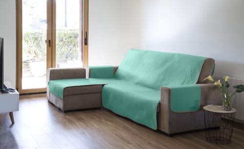 Estoralis | AVA | Moderner Chaiselongue-Bezug | Wende-Steppstoff | Farbe - Türkis | Für Chaisse Longue 240 cm linker Arm| Stoffgröße 240 x 255 cm(Breite x Höhe) Schutz für alle Arten von Sofas von Estoralis