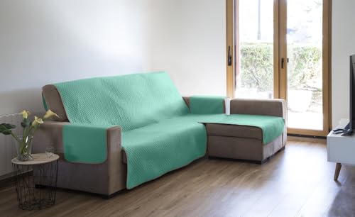 Estoralis | AVA | Moderner Chaiselongue-Bezug | Wende-Steppstoff | Farbe - Türkis | Für Chaisse Longue 290 cm rechter Arm| Stoffgröße 290 x 255 cm(Breite x Höhe) Schutz für alle Arten von Sofas von Estoralis