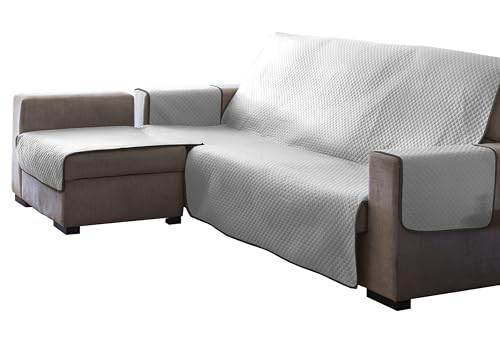 Estoralis | AVA | Moderner Chaiselongue-Bezug | Wende-Steppstoff | Farbe - Weiß | Für Chaisse Longue 240 cm linker Arm| Stoffgröße 240 x 255 cm(Breite x Höhe) Schutz für alle Arten von Sofas von Estoralis