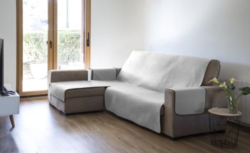 Estoralis | AVA | Moderner Chaiselongue-Bezug | Wende-Steppstoff | Farbe - Weiß | Für Chaisse Longue 290 cm linker Arm| Stoffgröße 290 x 255 cm(Breite x Höhe) Schutz für alle Arten von Sofas von Estoralis