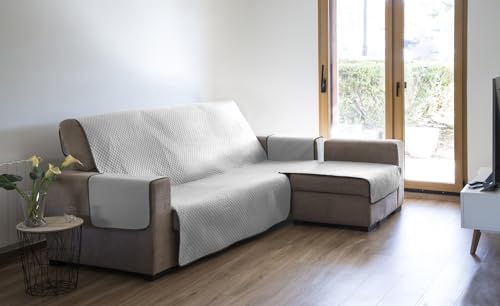 Estoralis | AVA | Moderner Chaiselongue-Bezug | Wende-Steppstoff | Farbe - Weiß | Für Chaisse Longue 290 cm rechter Arm| Stoffgröße 290 x 255 cm(Breite x Höhe) Schutz für alle Arten von Sofas von Estoralis