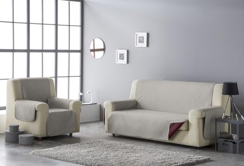 Estoralis | AVA | Sofabezug im modernen Design | Wende-Steppstoff | Farbe - Grau/Rot | Für Sessel oder Relax 1-Sitzer| Stoffgröße 55 x 220 cm(Breite x Höhe) Schutz für alle Arten von Sofas von Estoralis