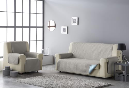 Estoralis | AVA | Sofabezug im modernen Design | Wende-Steppstoff | Farbe - Himmelblau/Stein | Für Sessel oder Relax 1-Sitzer| Stoffgröße 55 x 220 cm(Breite x Höhe) Schutz für alle Arten von Sofas von Estoralis