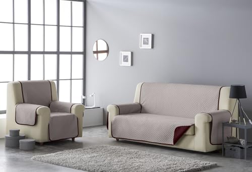 Estoralis | AVA | Sofabezug im modernen Design | Wende-Steppstoff | Farbe - Rot/Beige | Für Sessel oder Relax 1-Sitzer| Stoffgröße 55 x 220 cm(Breite x Höhe) Schutz für alle Arten von Sofas von Estoralis