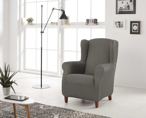 Estoralis | Berta Ohrensesselbezug im modernen Design | Elastischer Jacquardstoff | Grau | Für Ohrensessel von 70 bis 110 cm. | Sesselschutz | Anpassbar an alle Arten von Sesseln von Estoralis