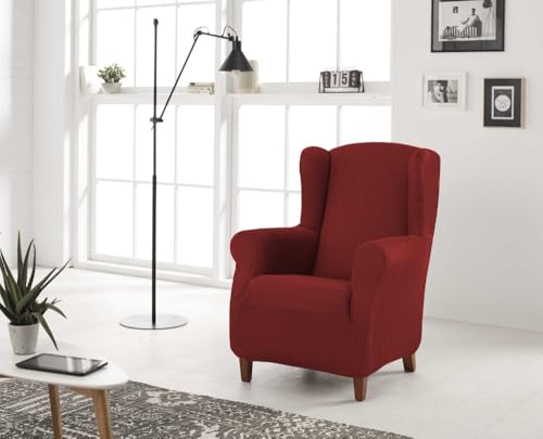 Estoralis | Berta Ohrensesselbezug im modernen Design | Elastischer Jacquardstoff | Rot | Für Ohrensessel von 70 bis 110 cm. | Sesselschutz | Anpassbar an alle Arten von Sesseln von Estoralis