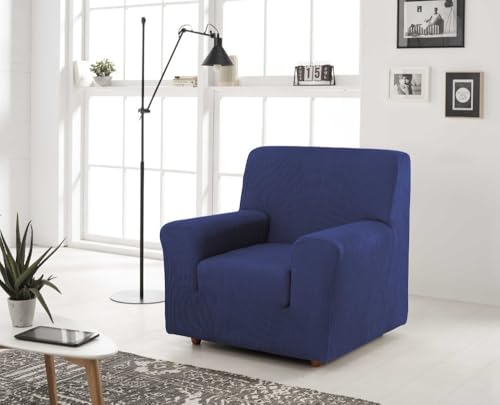 Estoralis | Berta Sofabezug im modernen Design | Elastischer Jacquardstoff | Blau | Für 1-Sitzer-Sofa von 70 bis 110 cm. | Sofaschutz | Anpassbar an alle Arten von Sesseln von Estoralis