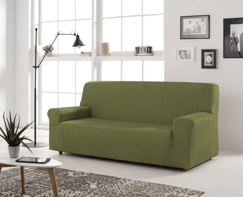 Estoralis | Berta Sofabezug im modernen Design | Elastischer Jacquardstoff | Grün | Für 3-Sitzer-Sofa von 170 bis 220 cm. | Sofaschutz | Anpassbar an alle Arten von Sesseln von Estoralis