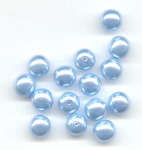 36 stk Nachahmung Perle Bochmishe Glas, hellblau - 6 mm (Imitation pearl beads/faux pearls, light blue - 6 mm) von Estrela