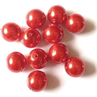 36 stk Nachahmung Perle Bochmishe Glas, rot - 8 mm (Imitation pearl beads/faux pearls, red - 8 mm) von Estrela