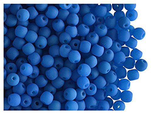 Estrella 160 Stück Tschechische Glasperlen Rund Gepresst Estrela NEON (UV aktiv) 3 mm Blue von Estrella