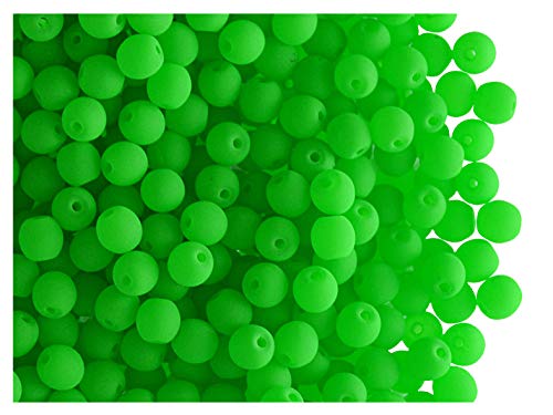 Estrella 160 Stück Tschechische Glasperlen Rund Gepresst Estrela NEON (UV aktiv) 3 mm Green von Estrella