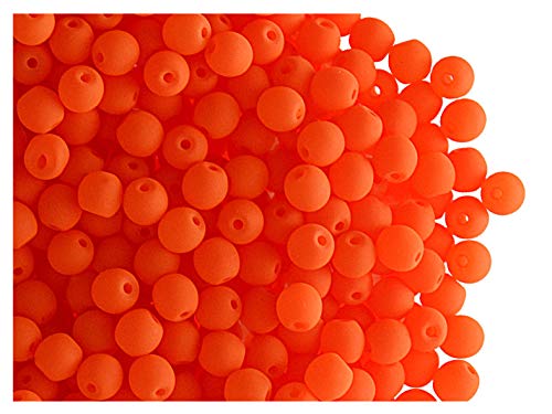 Estrella 160 Stück Tschechische Glasperlen Rund Gepresst Estrela NEON (UV aktiv) 3 mm Orange von Estrella