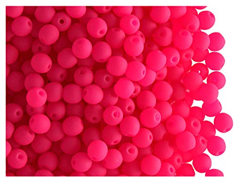 Estrella 160 Stück Tschechische Glasperlen Rund Gepresst Estrela NEON (UV aktiv) 3 mm Pink von Estrella