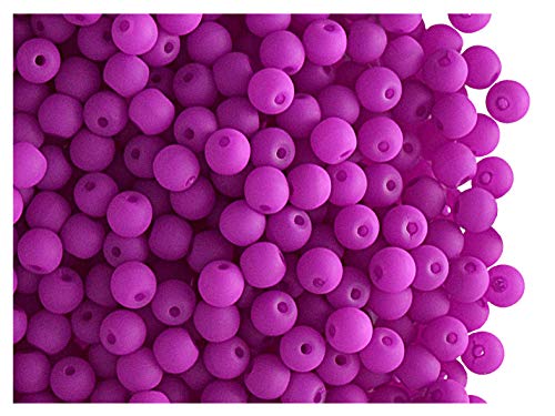 Estrella 160 Stück Tschechische Glasperlen Rund Gepresst Estrela NEON (UV aktiv) 3 mm Purple von Estrella