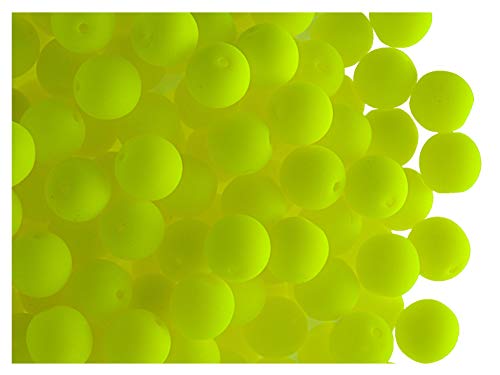 Estrella 160 Stück Tschechische Glasperlen Rund Gepresst Estrela NEON (UV aktiv) 3 mm Yellow von Estrella