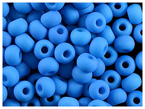 Estrella 40 Stück Tschechische Glasperlen Gepresst Estrela NEON (UV aktiv) Bagel 5.5 mm Blau von Estrella
