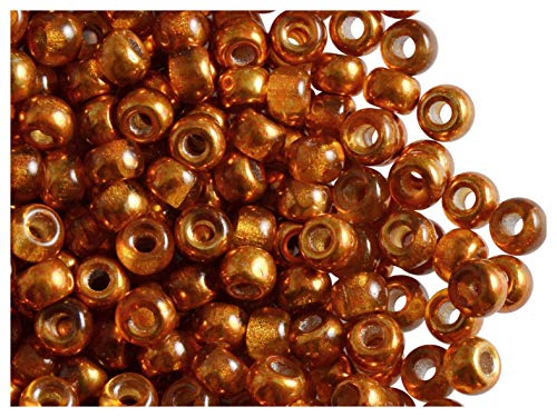 Estrella 50 Stück Pony Bead - Tschechische gepresste Glasperlen in Form Einer Walze 5,5mm mit einem großen Loch, Semi-Apollo Orange von Estrella