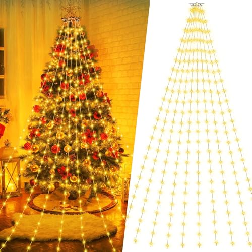 Lichterkette Weihnachtsbaum Christbaumbeleuchtung mit Ring 2,8m 10 Girlanden 280 LEDs, LED Weihnachtsbaumbeleuchtung Außen Innen IP44 Wasserdicht, Christbaum Tannenbaum Lichterkette 8 Modi Warmweiß Lichterkette Weihnachtsbaum Christbaumbeleuchtung mit Ring 2,8m 10 Girlanden 280 LEDs, LED Weihnachtsbaumbeleuchtung Außen Innen IP44 Wasserdicht, Christbaum Tannenbaum Lichterkette 8 Modi Warmweiß von Esvyit
