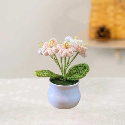 Esyzsss Gestrickte Blumen, gehäkelte Sonnenblume, gehäkelter Blumenstrauß, handgewebte Vergissmeinnicht-Häkelblumen, künstliche kleine Topfprodukte, geeignet für Heimdekoration von Esyzsss